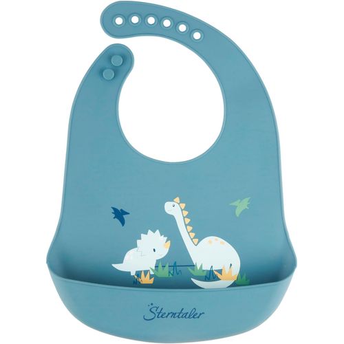 Lätzchen STERNTALER "Silikonlätzchen Dino Rexi", Baby, blau (mittelblau), Silikon, Lätzchen