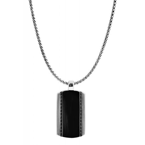 Kette mit Anhänger ADELIA´S, schwarz (silberfarben, schwarz), Halsketten, Damen, unbekannt, Edelstahl