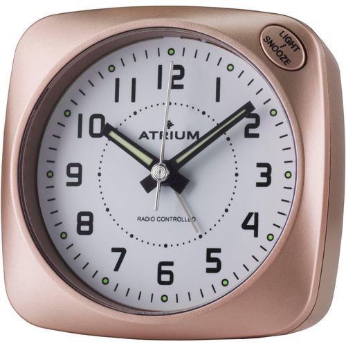 Funkwecker ATRIUM, rosa (roségoldfarben), Wecker, Quarzwecker, schleichende Sekunde, Schlafzimmer, Snooze