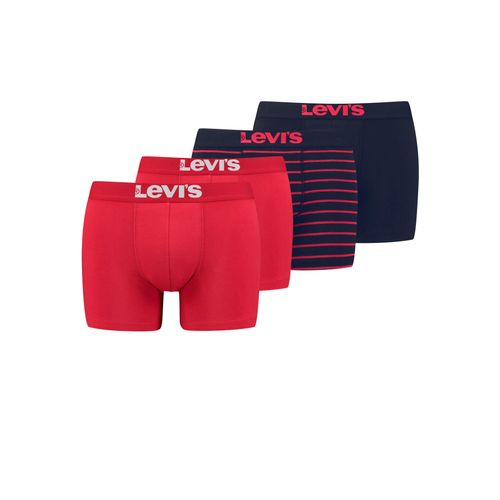 Boxershorts LEVI'S, Herren, Gr. L, rot (rot, schwarz), Obermaterial: 95% Baumwolle, 5% Elasthan, unifarben, gestreift, körpernah, Unterhosen, mit breitem Logobund