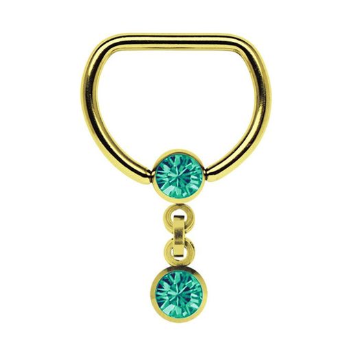 Brustwarzenpiercing ADELIA´S "Piercing Brustpiercing", Damen, grün, Chirurgiestahl, modisch, Piercings, 18 kt. Hartvergoldung mit Kette und zwei 5 mm Kugeln