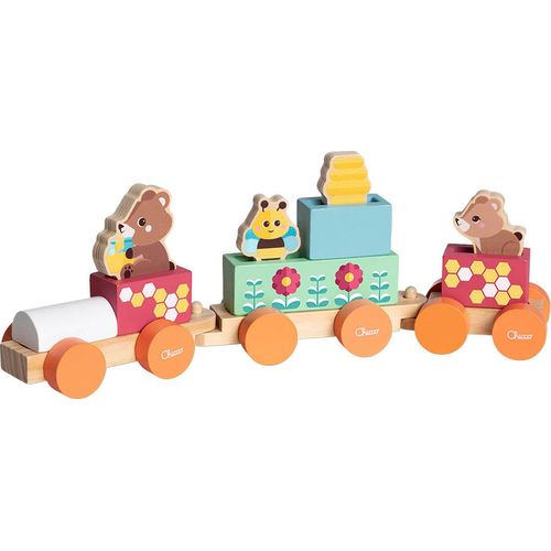 Spielzeug-Zug CHICCO "My Wood Friends - Teddys Zug", bunt, Spielzeugfahrzeuge, KinderB:6,8cm H:7cm T:38cm, Holz, B:6,8cm H:7cm T:38cm