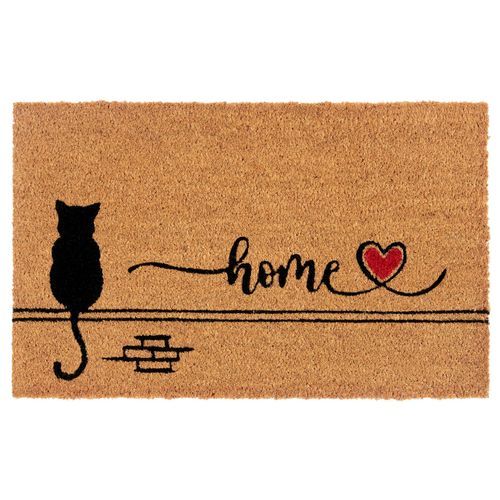 Fußmatte HANSE HOME "Kokos Cat Home, Türmatte", braun (kokos), B:40cm H:15mm L:70cm, Kokos, Teppiche, Schmutzfangmatte, Rutschfest, Outdoor, Innen, Außen, Kokosmatte, Flur