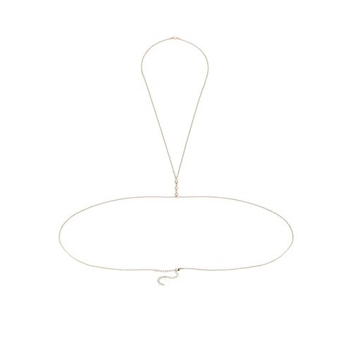 Lange Kette LASCANA, Damen, Gr. Metall, gold (goldfarben), Halsketten, Körperkette, Kettengürtel, Bikinikette, Halskette, Halsschmuck