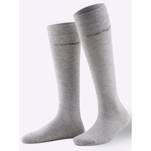 Kniestrümpfe WÄSCHEPUR, Damen, Gr. 1 = 35-38, grau (hellgrau), 78% Baumwolle, 20% Polyamid, 2% Elasthan, Socken