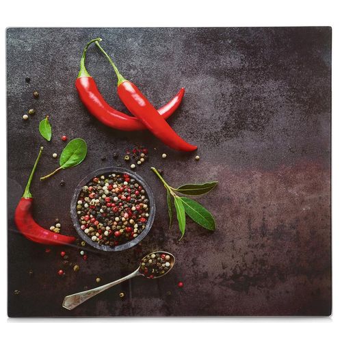 Schneide- und Abdeckplatte ZELLER PRESENT "Chilli", bunt, B:56cm L:50cm, Herdabdeckplatten, Silikonfüßen