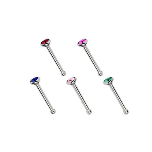 Nasenpiercing ADELIA´S "Piercing Piercing Nasenpiercing", Damen, bunt, Titan, modisch, Piercings, Titan Piercing 5 bunte Nasenstecker im Set mit Stopper, Stab 0,8 mm