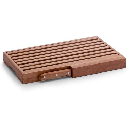 Brotschneidebrett ZELLER PRESENT, braun, B:23,5cm H:4cm L:39,5cm, Bambus, Schneidebretter, Inklusive Brotmesser