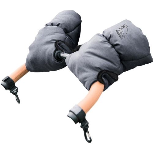 Kinderwagen-Handwärmer HEITMANN FELLE "Eisbärchen Copy", grau (hellgrau), Polyester, Kinderwagen-Handwärmer, Handschuhe für den Kinderwagen, Handmuff mit praktischen Druckknöpfen