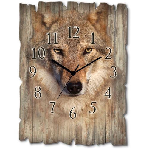 Wanduhr ARTLAND "Wolf", braun, B:30cm H:40cm T:0,6cm, Wanduhren, wahlweise mit Quarz- oder Funkuhrwerk, lautlos ohne Tickgeräusche