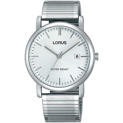 Quarzuhr LORUS, silber (silberfarben, silberfarben), Armbanduhren, Damen, Armbanduhr, Herrenuhr, Datum, Lederarmband