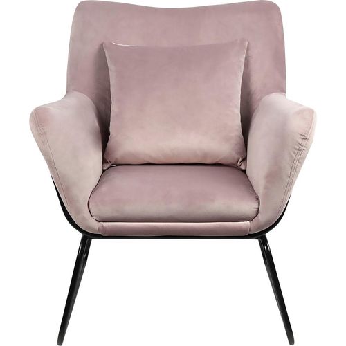 Relaxsessel SALESFEVER, rosa (rose, schwarz), B:68cm H:82cm T:75cm, Samt (100% Polyester), Metall, Sessel, inklusive Rückenkissen