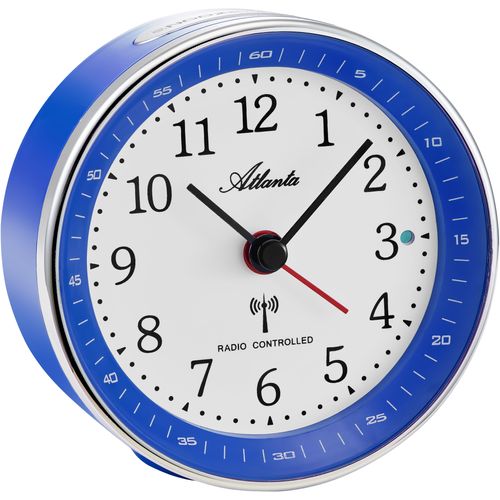 Funkwecker ATLANTA, silber (blau, silberfarben), Wecker, ideal für Reisen, Geschenkidee, Beleuchtung, Weckwiederholung, analog