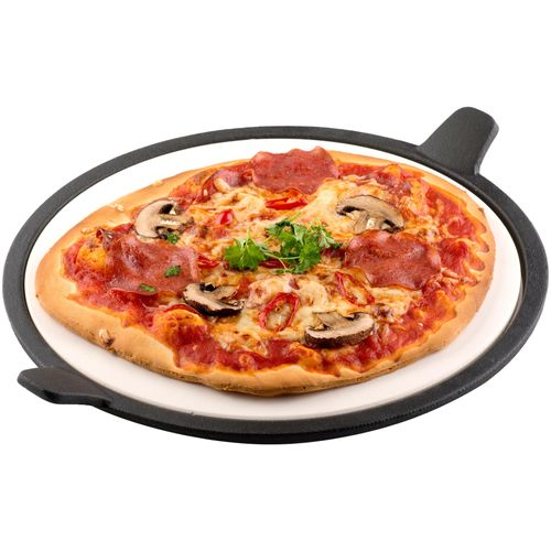 Backstein TEPRO, schwarz, H:1cm Ø:28cm, Cordierit, Backbleche, Pizzastein, Ø: 28,5 cm