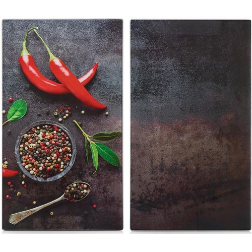 Schneide- und Abdeckplatte ZELLER PRESENT "Chilli", bunt, B:30cm L:52cm, Herdabdeckplatten, Silikonfüßen