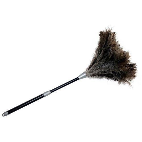 Staubwedel MAXIMEX "Straußenfeder Staub-Magnet", schwarz (schwarz, natur), B:20cm H:81cm L:20cm, Kunststoff, Staubwischer, Staubbesen mit 100% echten Straußenfedern, ausziehbarer Teleskopstiel