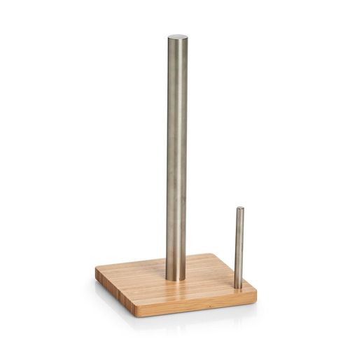 Küchenrollenhalter ZELLER PRESENT, braun (holzfarben), B:16cm H:32,5cm L:16cm, Edelstahl, Bambus, Küchenrollenhalter, Edelstahl/Bambus