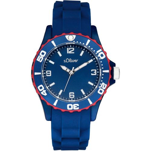 Quarzuhr S.OLIVER, blau (dunkelblau), Armbanduhren, Kinder, Armbanduhr, Kinderuhr, analog, Silikonarmband, Geschenkidee