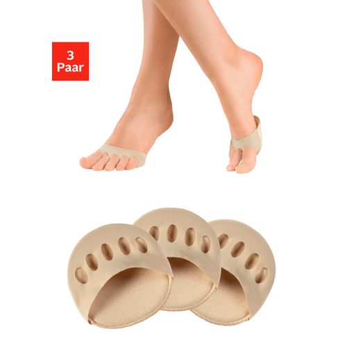 Zehlinge VIVANCE, Damen, Gr. - (35/42), beige (3x natur), Obermaterial: 76% Polyamid, 24% Elasthan. Laufsohle: 95% Baumwolle, 5% Elasthan, unifarben, normal, Socken, mit Vorfußpolster für hohe Schuhe