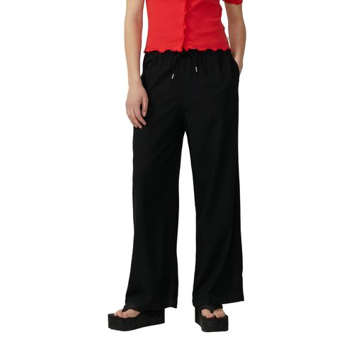 Leinenhose QS, Damen, Gr. 36, Länge 32, schwarz, Obermaterial: 55% Leinen, 45% Viskose, unifarben, weit knöchellang, Hosen, mit Gummizug
