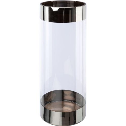 Bodenvase CREATIV DECO, transparent, H:40,00cm Ø:15,00cm, Glas, Vasen, mit silberfarbenen Absetzungen