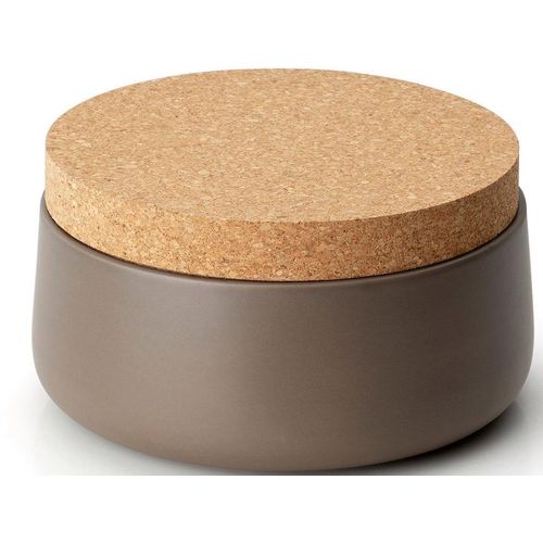 Vorratsdose CONTINENTA, grau (taupe), H:12cm Ø:20cm, Keramik, Kork, Lebensmittelaufbewahrungsbehälter, 20x12 cm