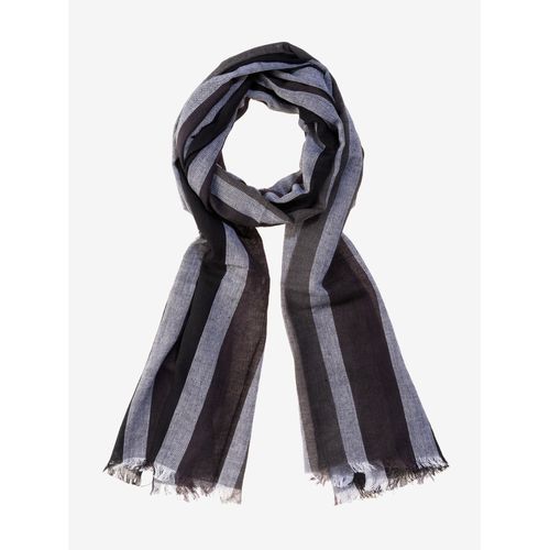 Schal MONTI, Damen, schwarz (schwarz grau), Baumwolle, gestreift, casual, Modetücher, aus leichter Baumwolle, Längsstreifen, kurze Fransen