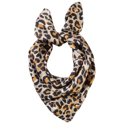 Halstuch LAURA SCOTT, Damen, beige (beige, braun), Satin, Polyester, Animalmuster, bedruckt, leicht glänzend, leicht durchscheinend, leicht transparent, feminin, Modetücher, mit trendigem Allover-Leopard-Muster - NEW