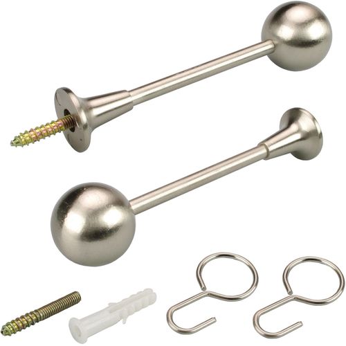 Raffhalter LIEDECO, silber (edelstahlfarben), Metall, Raffhalter, für Gardinenstangen Ø 16 mm