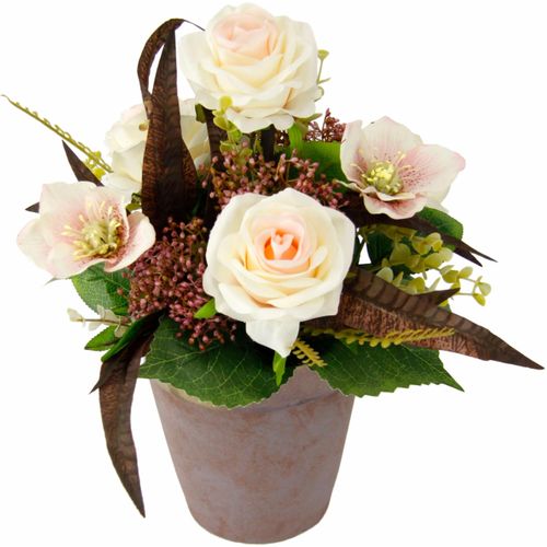 Kunstpflanze I.GE.A., rosa (hellrosa), B:24cm H:34cm T:24cm Ø:24cm, Polyester, Kunstpflanzen