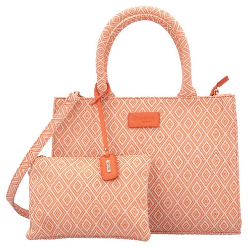 Shopper REMONTE, Damen, Gr. B/H/T: 36cm x 27cm x 11cm, orange (orange, hellbeige), Textil, gemustert, Taschen, Damen-Henkeltasche, Umhängetasche mit herausnehmbarem Innentäschchen