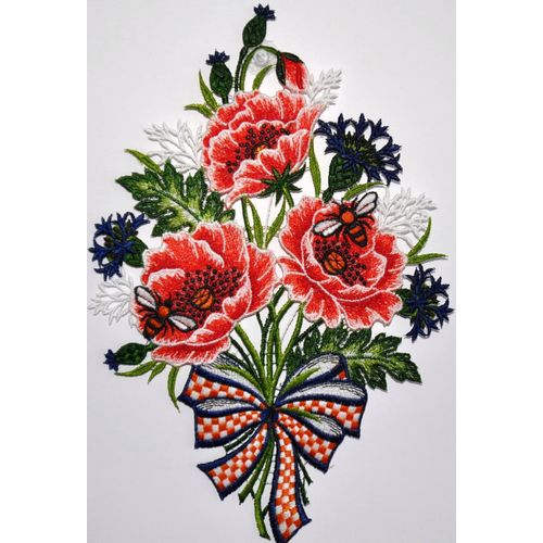 Fensterbild STICKEREIEN PLAUEN Gr. 1, rot, B:18cm H:34cm, Polyester, Fensterbilder