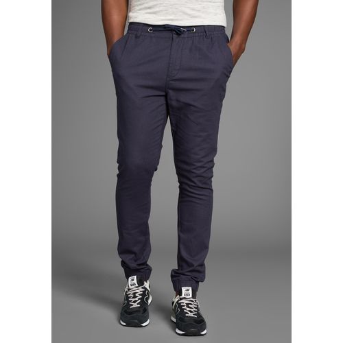 Leinenhose DELMAO, Herren, Gr. XXL, N-Gr, blau (marine), Web, Obermaterial: 55% Leinen, 45% Baumwolle, Leinenoptik, casual, bequem lang, Hosen, Leinenhose mit Kordelzug
