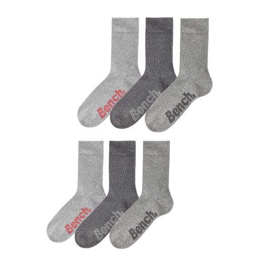 Socken BENCH., Herren, Gr. 47-48, grau (grau, meliert), Polyamid, Baumwolle, Elasthan, unifarben, elastisch, Socken Lange Socke Multipacks Socken Sockenbox Socken-Set Strümpfe Unterwäsche, mit verschiedenfarbigen Logos