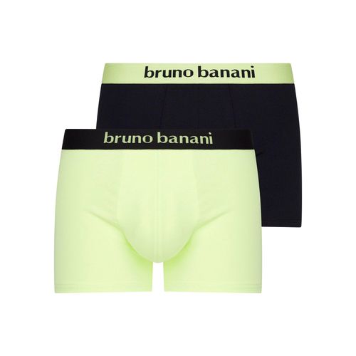 Boxer BRUNO BANANI, Herren, Gr. L (6), gelb (lime, schwarz), Jersey, Obermaterial: 93% Baumwolle, 7% Elasthan, unifarben, eng, Unterhosen, mit kontrastreichem Logobund
