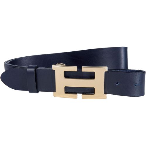 Koppelgürtel SILBERGIFT, Damen, Gr. 80, blau (marine), Rindsleder, modisch, Gürtel, mit grafischer goldfarbener Gürtelschnalle