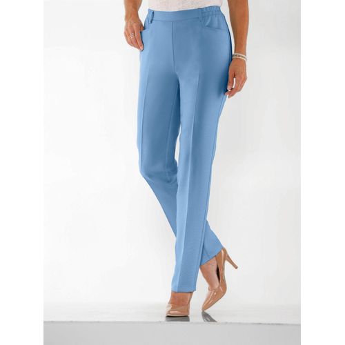 Bügelfaltenhose CLASSIC BASICS, Damen, Gr. 20, Kurzgrößen, blau (mittelblau), 100% Polyester, unifarben, lang, Hosen