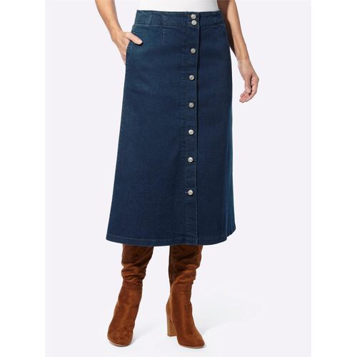 Jeansrock CLASSIC BASICS, Damen, Gr. 26, blau (blau, stone, washed), 81% Baumwolle, 17% Polyester, 2% Elasthan, unifarben, wadenlang, Röcke