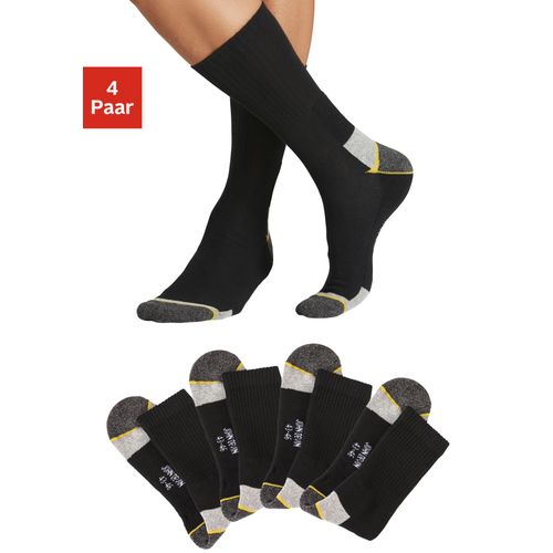 Arbeitssocken JOHN DEVIN, Herren, Gr. 47-48, schwarz (4x schwarz), Baumwollmischung, elastisch, Socken, Mit Hochfersen und Überzehen Plüsch