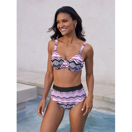 Bikini-Hose FEEL GOOD, Damen, Gr. 52, Normalgrößen, lila (violett, schwarz, bedruckt), Elasthan, Polyamid, Badehosen