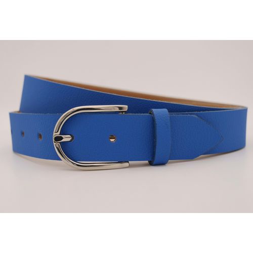 Ledergürtel ANNAMATONI, Damen, Gr. 110, blau (royal), Rindsleder, unifarben, casual, Gürtel, mit silberner Schließe