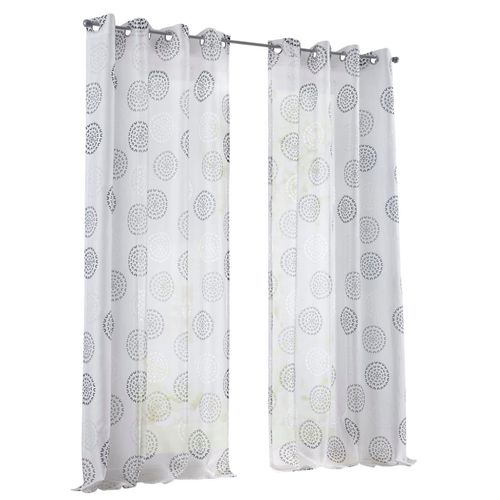 Gardine HEINE HOME Gr. 1, grau (anthrazit, weiß), B:135cm H:145cm, Viskose, Polyester, Gardinen