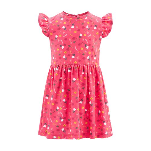 Minikleid HAPPY GIRLS, Mädchen, Gr. 116, N-Gr, rot, Jersey, Obermaterial: 95% Baumwolle, 5% Elasthan, bedruckt, casual, regular fit knielang, Rundhals, Kurzarm, Kleider