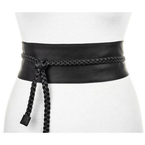 Taillengürtel TAMARIS, Damen, Gr. S, schwarz, Rindsleder, unifarben, feminin, Gürtel, Tailliengürtel mit geflochtenem Bindeband
