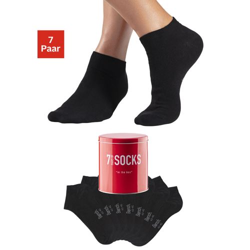 Sneakersocken BENCH., Herren, Gr. 43-46, schwarz (7x schwarz), Baumwollmischung, unifarben, elastisch, Socken, verpackt in der Dose
