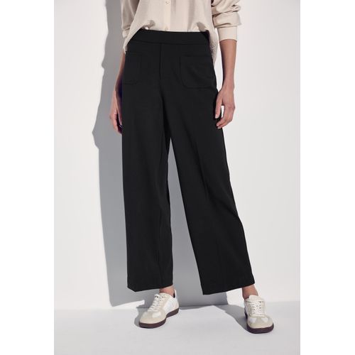 Stoffhose STREET ONE, Damen, Gr. 46, Länge 28, schwarz, Stoff, 61% Viskose, 32% Polyamid, 7% Elasthan, unifarben, casual, comfort fit knöchellang, Hosen, High Waist