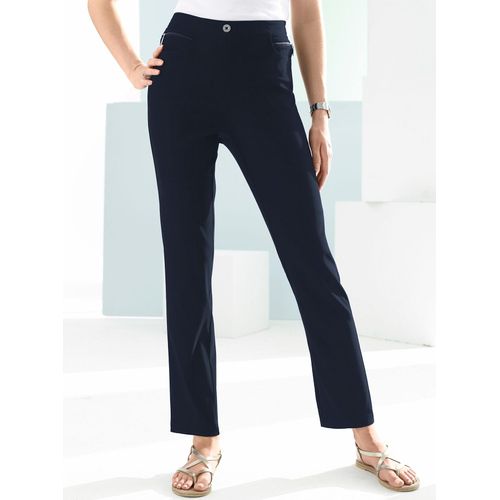 Stretch-Hose CLASSIC BASICS, Damen, Gr. 23, Kurzgrößen, blau (marine), 72% Viskose, 25% Polyamid, 3% Elasthan, unifarben, lang, Hosen