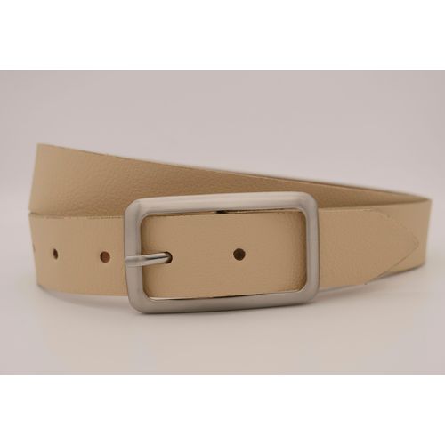 Ledergürtel ANNAMATONI, Damen, Gr. 110, beige, Rindsleder, unifarben, casual, Gürtel, mit silberner Schließe