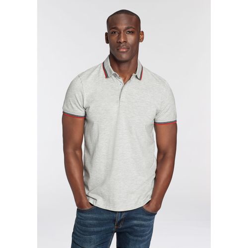 Poloshirt BRUNO BANANI, Herren, Gr. XL (56/58), grau (grau melange), Piquu00e9, Obermaterial: 90% Baumwolle, 5% Elasthan, 5% Viskose, meliert, casual, schmal, Kurzarm Bündchen, Shirts, Kurzarm, schmal geschnitten, Colourblocking-Optik, Topseller