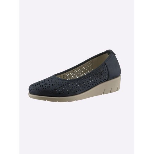 Ballerina CLASSIC BASICS, Damen, Gr. 36, blau (jeansblau), Veloursleder, Basic, Schuhe
